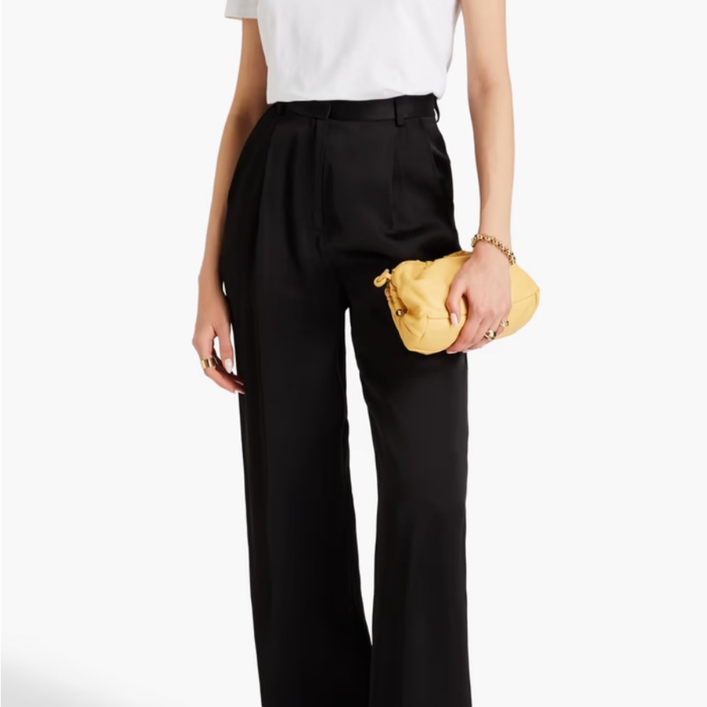 LouLou Studios Satin Black Wide leg Trouser